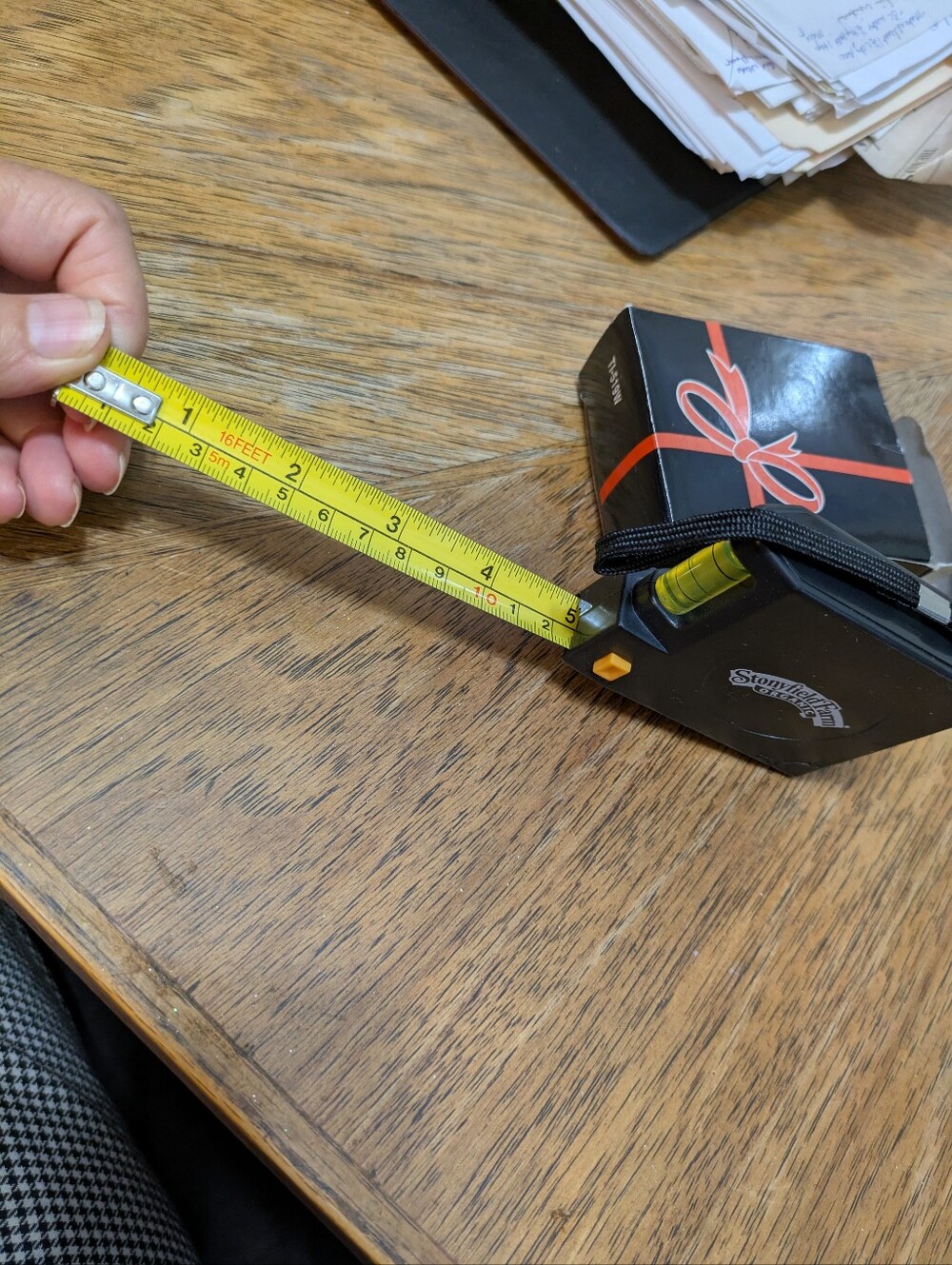 Black Tape Measure with Built-in Level - With Gift Box